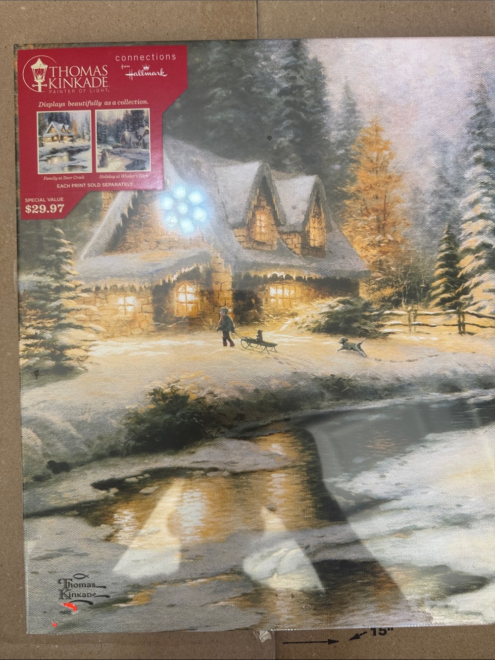 Thomas Kinkade Cozy Snowy Cottage Print - Golden Lights & White Snow